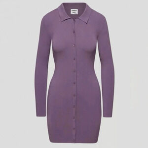 Aritzia Sunday Best Ralph Bodycon Long Sleeve Polo Mini Dress Violet Haze Size M